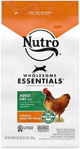  NUTRO WHOLESOME ESSENTIALS Natural Dry Cat Food, Adult Cat Chicken & Brown Rice Recipe Cat Kibble, 5 Lb. Bag