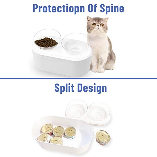  Cat Food Bowls 15° Tilted Elevated Dog Food Bowls With Stand, Double Raised Cat Water Bowl Cat Food Dish, Pet Food Feeder Watering Supplies With 4.5L Large Food Storage Container For Cats Small Dogs