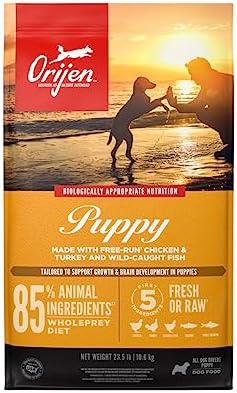  ORIJEN Puppy Dry Dog Food, Grain Free Dry Dog Food For Puppies, Fresh Or Raw Ingredients, 4.5lb