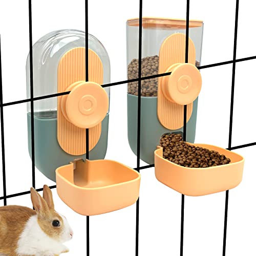  Kathson Hanging Automatic Food Water Dispenser Small Cat Feeder And Water Dispenser Gravity Auto Feeder And Waterer Set For Rabbit Chinchilla Guinea Pig Hedgehog Ferret Kitty Puppy