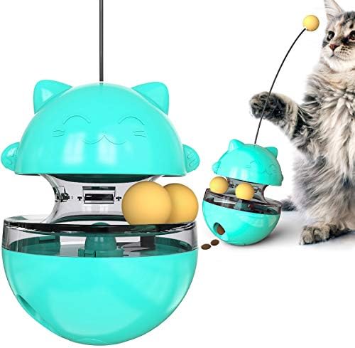 PUINGREN Cat Food Tumbler Toys Cat Food Dispenser Cat Treat Toys Cat Food Balance Ball,Cat Food Puzzle Feeder For Indoor Cats InteractiveToy Gift For Kitten/Dogs-USB Charging Cat Toys(Yellow)