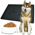  Gosmol Dog Food Mat 24 X 16 Inch, 0.5 Inch Raised Edge Waterproof Pet Dog Food Tray, Washable Dog Bowl Mat, Nonslip Pet Dog Feeding Mat, Silicone Dog Placemat For Floors