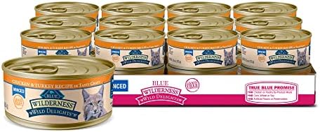  Blue Buffalo Wilderness Wild Delights High Protein Grain Free, Natural Adult Minced Wet Cat Food, Chicken & Trout 5.5 Oz Cans (Pack Of 24)