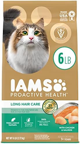  Iams Proactive Health Long Hair Care Adult Dry Cat Food With Real Chicken, 6 Lb. Bag