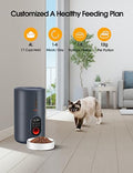  WOPET Automatic Cat Feeders, Automatic Dog Feeder With 10S Voice Recorder Automatic Cat Food Dispenser With Stainless Steel Bowl For Dog And Cat (Grey-White)