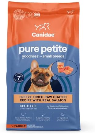  Canidae Pure Petite Premium Freeze-Dried Raw Coated Dog Food For Small Breeds, Real Salmon Recipe, 4 Lbs, Grain Free