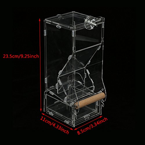  Furnoor Cage Food Feeder, 1pc Transparent Acrylic Automatic Pet Parrots Birds Seeds Feeder For Quadrate Cage(M Single Type)