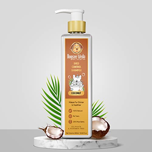  Dogsee Veda Shed Control Coconut Oil Dog Shampoo | 100% Natural And Paraben Free | Ayurvedic | Cruelty Free | Boosts Hair Growth And Helps In Dandruff Management - 13.50 Fl.oz