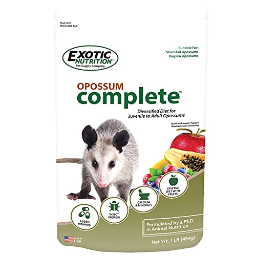  Exotic Nutrition Opossum Complete - Nutritionally Complete Healthy Pellet Diet - Food For Short-Tailed & Virginia Opossums (1 Lb.)