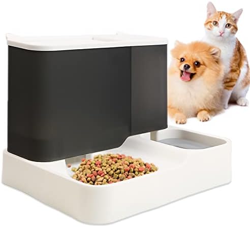  Koquena 2 In 1 Automatic Feeder Dog Water Fountain Pet Gravity Self Feeding Food And Water Dispenser For Small Medium Big Pets Grey