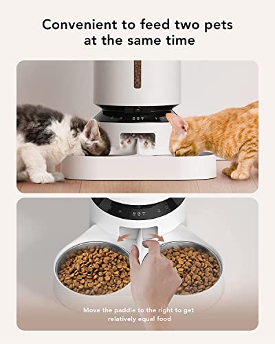  PETLIBRO Automatic Cat Feeder With Camera For 2 Cats, 1080P HD Video Night Vision, 5G WiFi Pet Feeder Pet Camera With Phone APP 2 Way Audio, Low Food & Motion & Sound Alerts For Cat & Dog Dual Tray