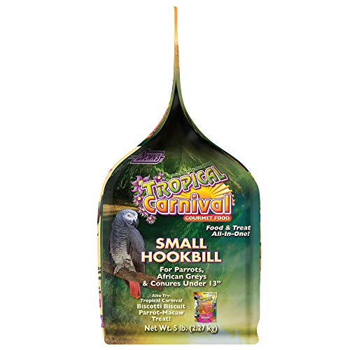  F.M. Brown's Tropical Carnival Gourmet Bird Food For Parrots, African Greys, And Conures Under 13", Probiotics For Digestive Health, Vitamin-Nutrient Fortified Daily Diet - 5 Lb.
