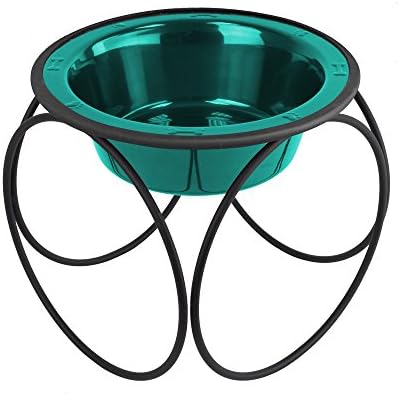  Platinum Pets Olympic Single Diner Feeder With Stainless Steel Dog Bowl, Large, Midnight Black