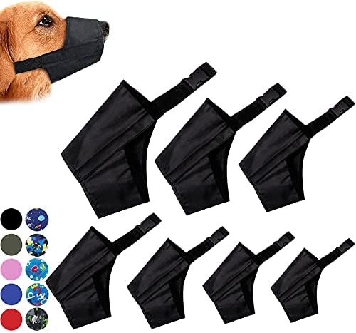  Coppthinktu Dog Muzzle Suit, 7PCS Dog Muzzles For Biting Barking Chewing, Adjustable Dog Mouth Cover For Small Medium Large Dogs, Soft Comfortable Dog Muzzle For Long Snout