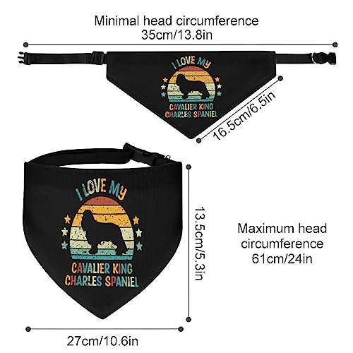 GENERIC Cavalier-King-Charles-Spaniel Pattern Pet Bandana Collar - Scarf Collar - Art Dog Bandana Minimal Head Cicumference