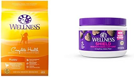  Wellness Complete Health Dry Puppy Food, Chicken, Salmon & Oatmeal, 15-Pound Bag