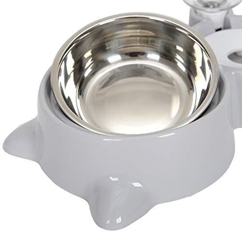  Fanct Pet Dog Cat Bowl With Water Dispenser, Anti-Skid Automatic Feeder Double Bowl Non Wet Mouth Pet Food Dish