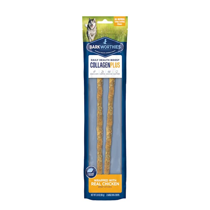  Barkworthies 12" Chicken Wrapped Collagen Dog Sticks, 2.8 Oz., Pack Of 2