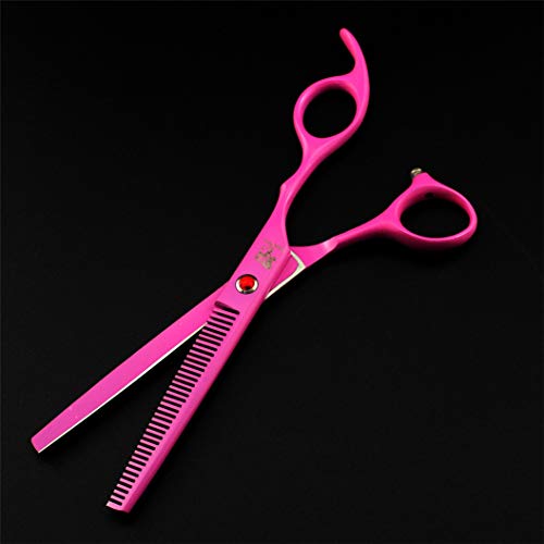  Pet Grooming Scissors Upscale Cat Dog 4 Pcs Set Pink Paint Professional Trimmer Kit Premium 7.0 Inch 6CR Steel Beauticians Straight Cutting & Thinning & Curved Shears Combs