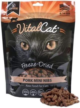  Vital Essentials Freeze Dried Cat Food, Beef & Chicken Mini Nibs 8 Oz