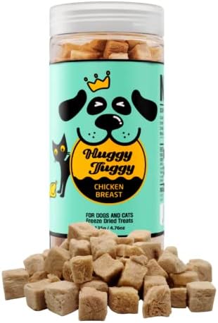  Huggy Tuggy Freeze Dried Chicken Breast Treats For Dog And Cat - Natural Single Ingredient Pet Food Pet Treat, High Protein - No Fillers, Preservatives, Or Additives, Gluten Free - 4.76 Oz