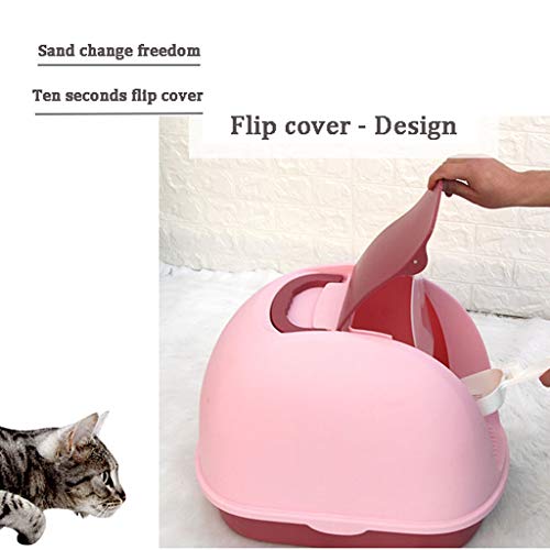  Dxjsf Pet Pan Toilet Fully Enclosed Cat Litter Cat Toilet Deodorant Anti-Splashing Cat Pot Large Flip Cat Litter Cat Supplies For Kitten Small Pets (Color : Gray)