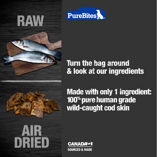  PureBites Gently Air Dried Cod Skin Jerky Dog Treats 137g | 1 Ingredient | Made In Canada