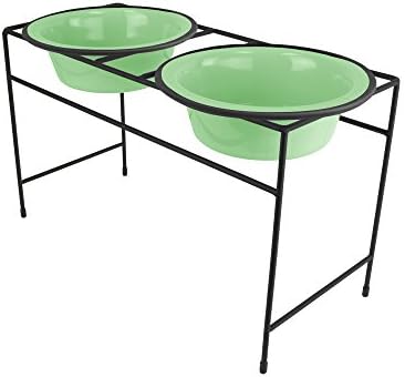  Platinum Pets Double Diner Feeder With Stainless Steel Dog Bowls, 3.5 Cup/28 Oz, Midnight Black, Medium