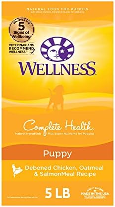  Wellness Complete Health Dry Puppy Food, Chicken, Salmon & Oatmeal, 15-Pound Bag