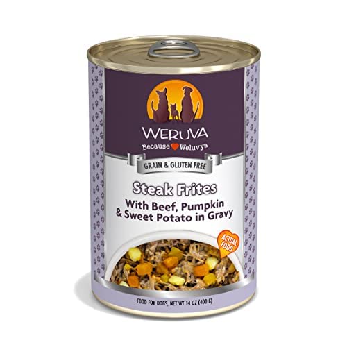  Weruva Classic Dog Food, Steak Frites Dinner With Beef, Pumpkin & Sweet Potato In Gravy, 14oz Can (Pack Of 12)