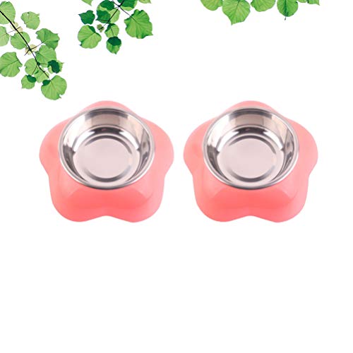  POPETPOP Raised Dog Feeder Raised Dog Feeder Pet Bowl Flower Shape Stainless Steel Double Food Feeding Basin Dish Container For Dog Cat Puppy (L) Puppy Puppy Feeder Puppy Feeder