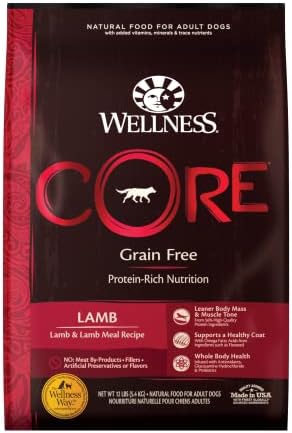 Wellness CORE Grain-Free High-Protein Dry Dog Food, Natural Ingredients, Made In USA With Real Meat, All Breeds, For Adult Dogs (Original Turkey & Chicken, 4-Pound Bag)