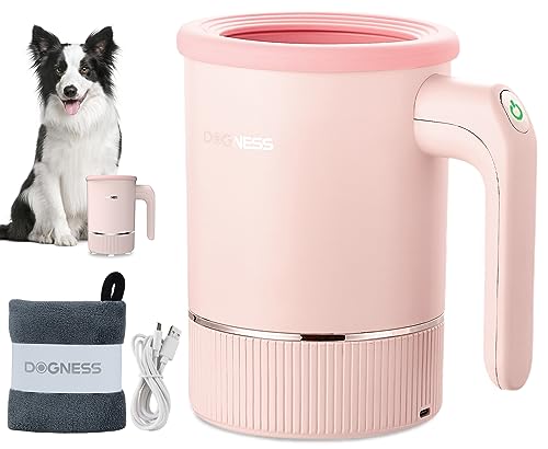  DOGNESS Automatic Dog Paw Cleaner, Electric Paw Washer For Dogs Portable Paw Cleaner Cup, Dog Foot Cleaning Machine USB Rechargeable, Designed For Medium To Large Dogs (White)