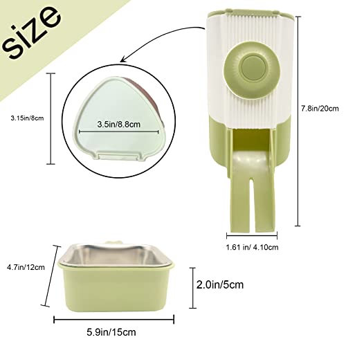  MUYG Rabbit Hanging Automatic Feeder Pets Food Bowl For Cages Pet Cage Gravity Feeder Bunny Removable​ Food Dispense For Small Animals Puppies Chinchilla (Green)