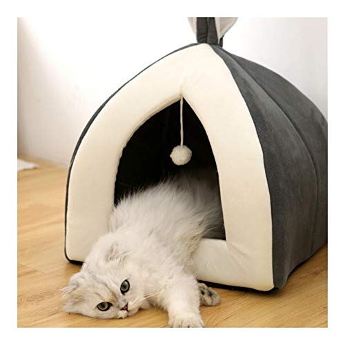  YangYan Hot Sell Pet Cat Bed Indoor Cats House Warm Small For Kitten Mats Dog Nest Collapsible Cave Cute Sleeping Winter Pet Products (Color : Gray, Size : S 28x28x29)
