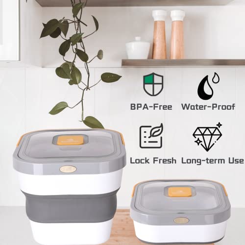  EassyHoo Dog Food Storage Container, 13lb Airtight Pet Food Container For Pets, Foldable Food Storage Bin For Cat Food And Bird Feed, Yellow