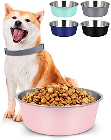  LIHONG Stainless Steel Dog Bowls, Non Slip Dog Bowls, Dog Food Water Bowls, Pet Bowls For Small Medium Large Dogs Cats, Metal Basic Bowls, Dishwasher Safe, Easy To Clean, Green