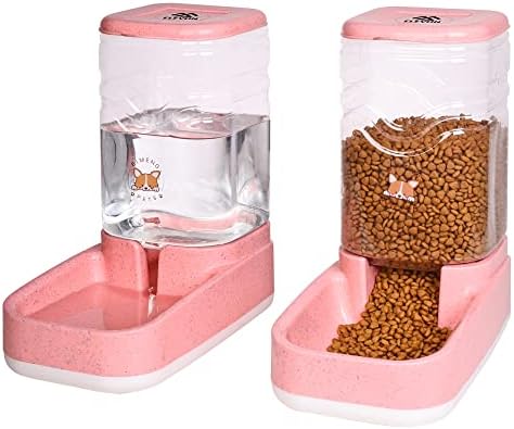  ELEVON Automatic Dog Cat Gravity Food And Water Dispenser Set With Pet Food Bowl For Small Large Pets Puppy Kitten Rabbit Large Capacity(Black)