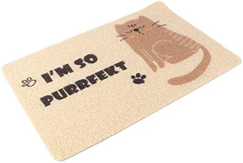  Baluue Large Dog Pads Dog Food Bowl Mat Cat Litter Mat Cat Litter Mats, 60 X 40cm PVC Mat, Pet Feeding Mat Cartoon Cat Litter Pad For Cats Dogs Kittens Puppy (Beige Large Pads