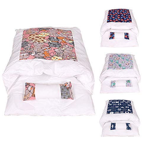  JENPECH 2021 New Lovely Cat Bed - Owl Star Print Cat Warm Sleeping Bed Bag - Washable Closed Kitten Net With Pillow