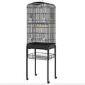  ACQUIRE 63" Metal Indoor Birdcage Starter Kit With Removable Rolling Stand, Storage Basket And Accessories Black Birdcage