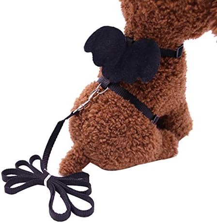  XxiaoTHAWxe Pet Leash Traction Rope, Cute Solid Color Mini Wings Nylon Pet Harness Chest Strap Dog Cat Lead Leash For Walking Training Running - Coffee XS