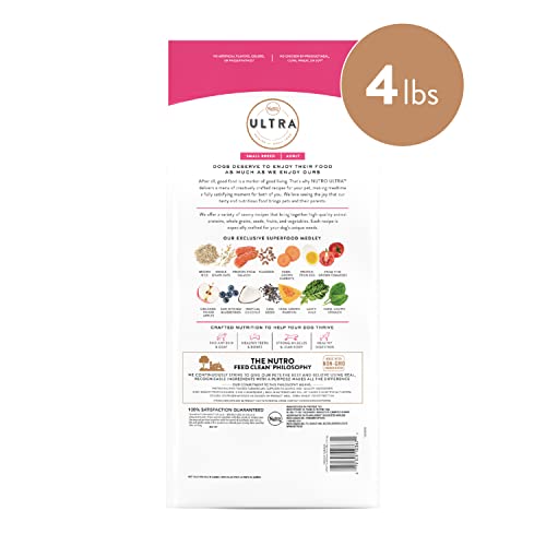  NUTRO ULTRA Adult Small Breed High Protein Natural Dry Dog Food With A Trio Of Proteins From Chicken, Lamb And Salmon, 4 Lb. Bag