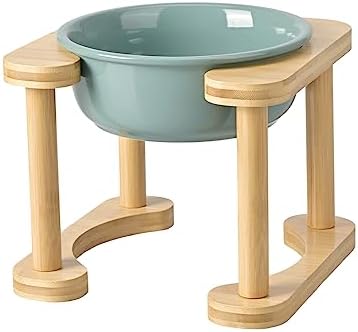  SPUNKYJUNKY Ceramics Elevated Dog Bowls Raised Dog Bowls With Non-Slip Stand For Medium Large Dog Food And Water Pet Feeding Bowl(Double 56OZ Bowl,Cream White)