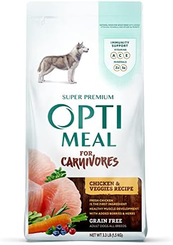  OPtimeal Grain-Free Dog Food - Proudly Ukrainian - Non-Grain Dog Food Dry Recipe, Dry Dog Food To Support Healthy Weight Maintenance - Toy Breeds (3.3 Lbs, Lamb & Veggies)