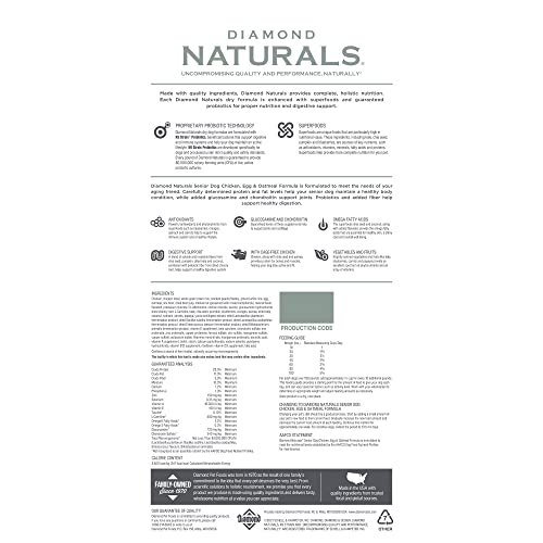 Taste Of The Wild Diamond Naturals Senior Real Meat Recipe Natural Dry Dog Food With Real Cage Free Chicken, 35Lb