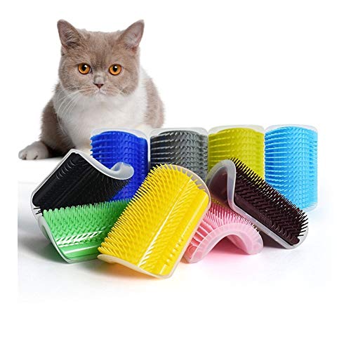  YangYan Pet Cat Self Groomer For Cat Grooming Tool Hair Removal Comb Dogs Cat Brush Hair Shedding Trimming Massage Device With Catnip (Color : Lake Blue, Size : 9x13cm)