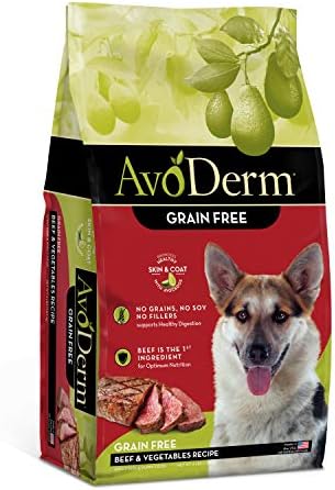  AvoDerm Natural Grain Free Beef & Vegetables Recipe All Life Stages Dry Dog Food 24 Lb