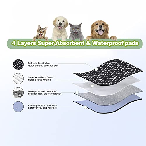  CLKHOWL Washable Pee Pads Reusable Puppy Pads Pet Training Pads - 100% Waterproof Dog Urine Pads, Family Travel Crate Food Bowl Pads, Easy To Clean (Black, 24"x18",Pack Of 2)