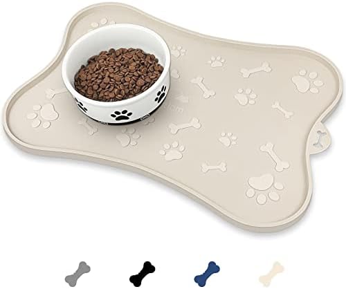  KPWACD Pet Placemat For Dog And Cat, Mat For Prevent Food And Water Overflow, Suitable For Small, Medium And Big Pet, Grey, Silicone